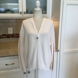 Hudson Cream Women's Cotton Cardigan Classic Button Up Size Large